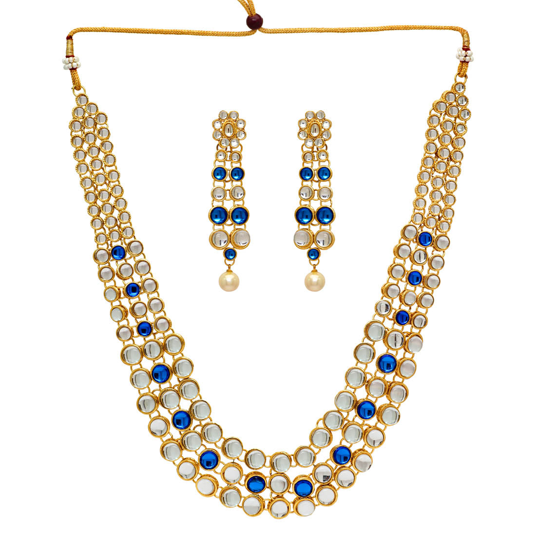 Festive Special Blue Color Kundan Necklace Set (KN101BLU) Jewellery GetGlit