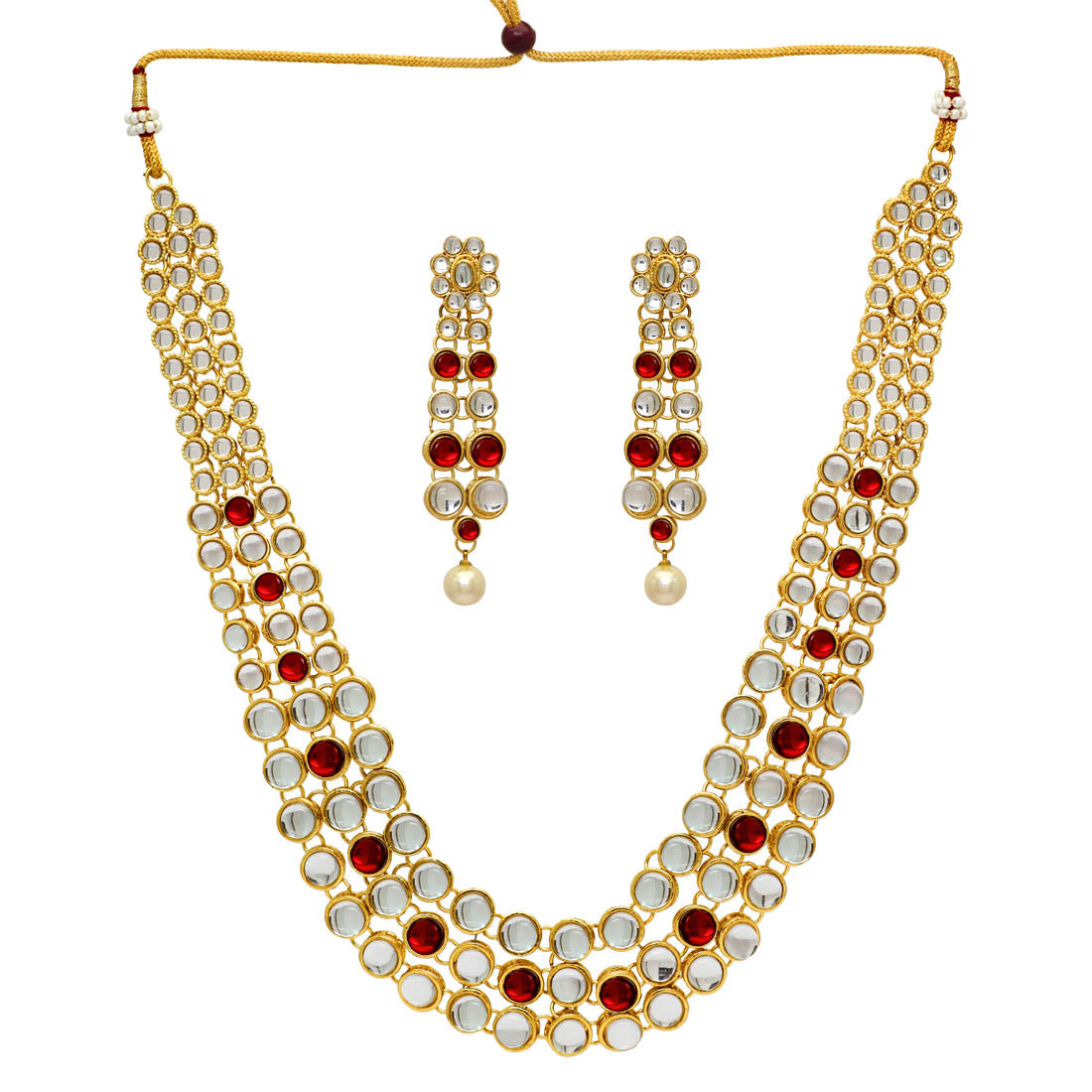 Wedding Collection Maroon Color Kundan Necklace Set (KN101MRN) Jewellery GetGlit