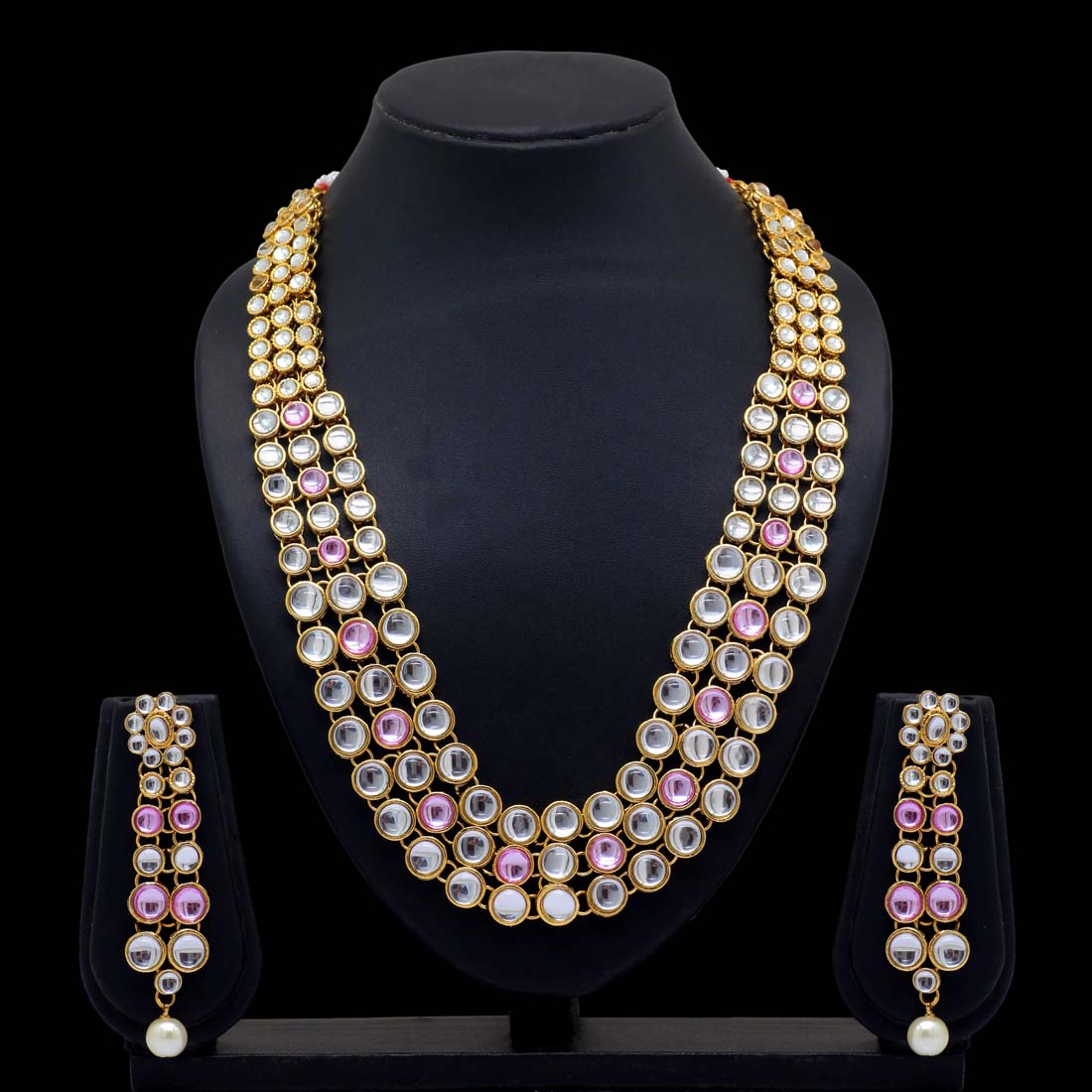 Pink Color Kundan Necklace Set (KN101PNK)