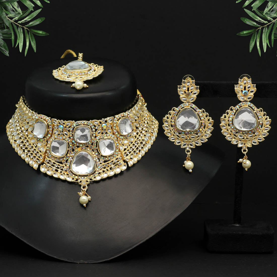 Rainbow Color Choker Kundan Necklace Set (KN1124RNW) Jewellery GetGlit   