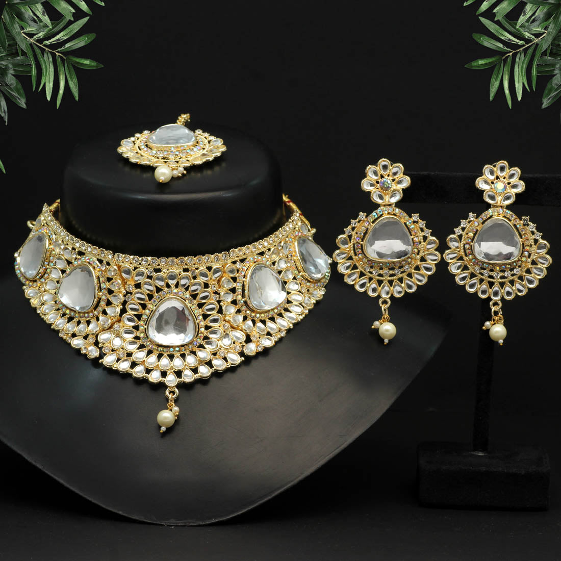 Rainbow Color Choker Kundan Necklace Set (KN1125RNW) Jewellery GetGlit   
