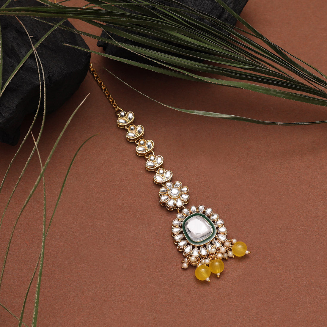 Yellow Color Long Kundan Necklace Set Jewellery GetGlit