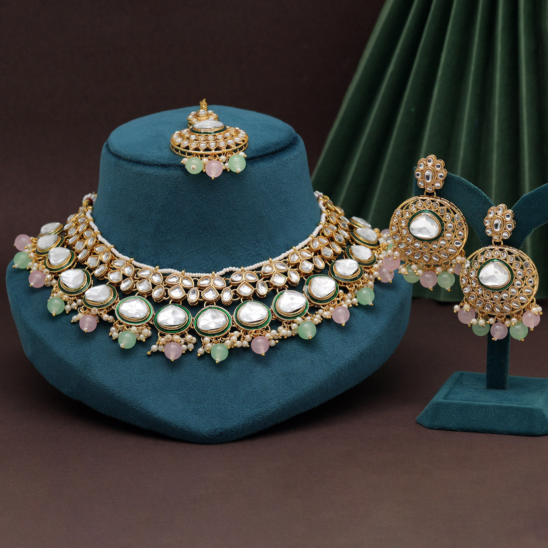 Pink Color Kundan Necklace Set (KN1415PNK)