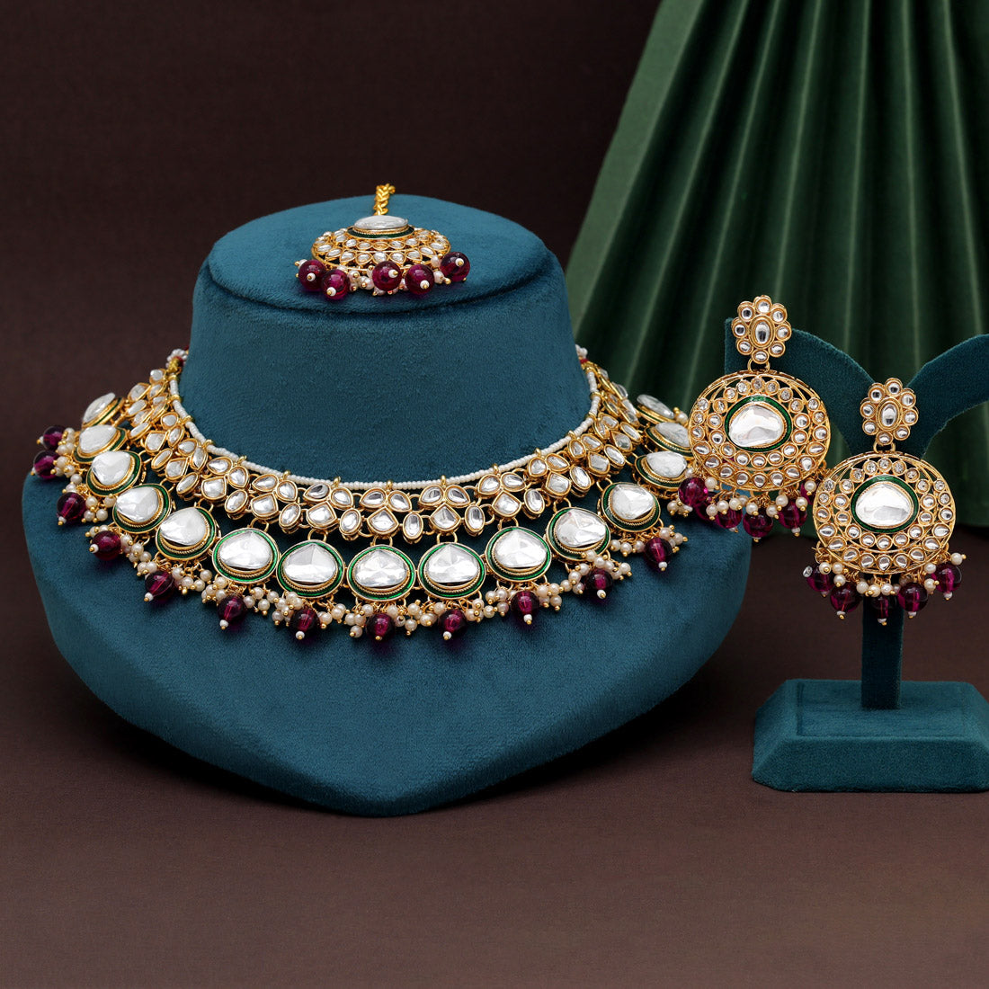 Purple Color Kundan Necklace Set (KN1415PRP) Jewellery GetGlit   