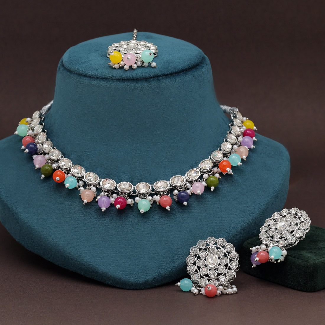 Multi Color Kundan Necklace Set (KN1418MLT) Jewellery GetGlit