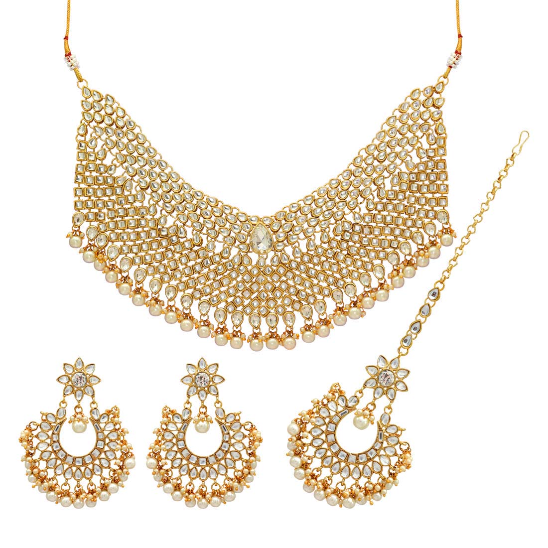 White Color Kundan Necklace Set (KN141WHT) Jewellery GetGlit   