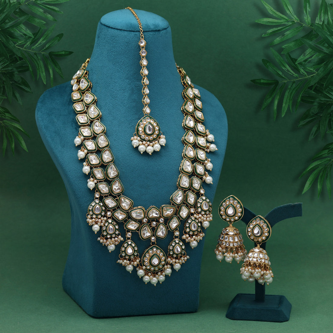 White Color Meena Work Kundan Necklace Set (KN1453WHT) Jewellery GetGlit