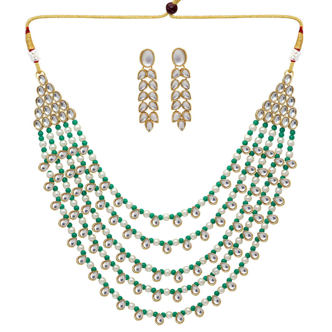 Green Color Kundan Necklace Set