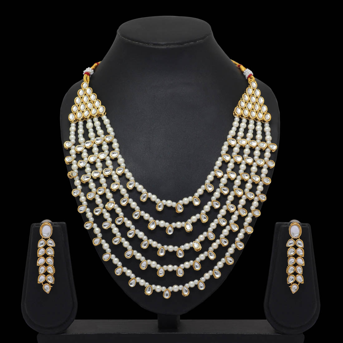 White Color Kundan Necklace Set (KN201WHT) Jewellery GetGlit