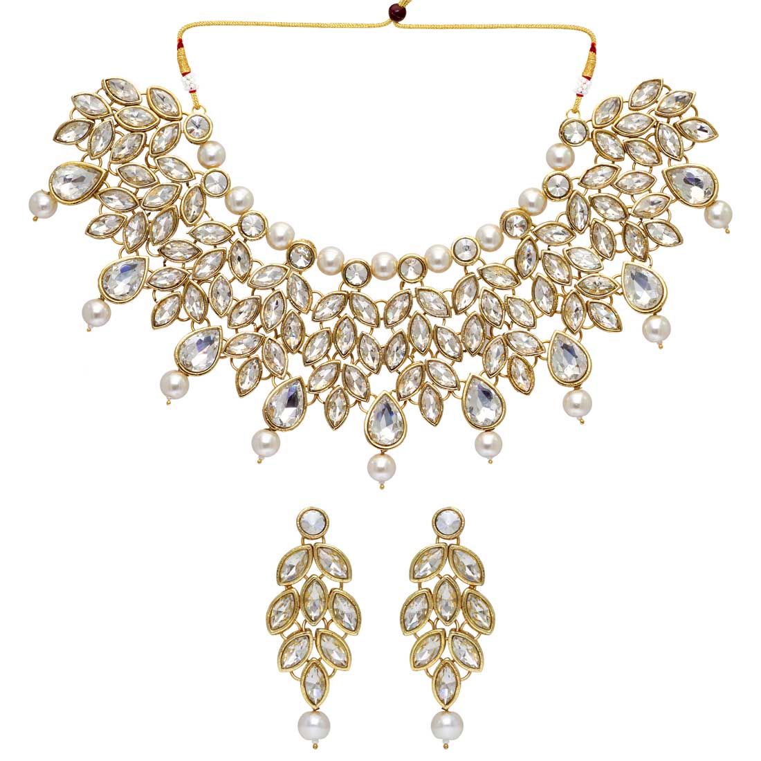 White Color Kundan Necklace Set (KN373WHT)