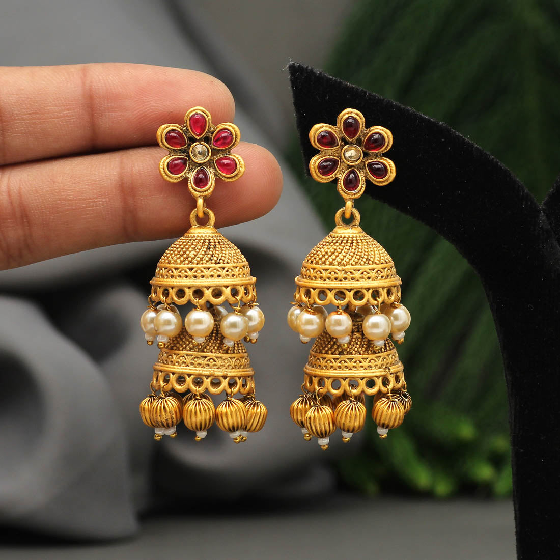 Rani Color Matte Gold Earrings (MGE159RNI) Earrings GetGlit   