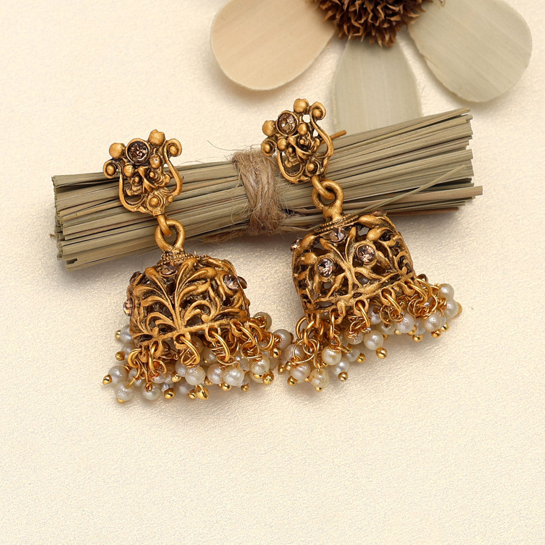 Gold Color Matte Gold Earrings (MGE200GLD) Earrings GetGlit   