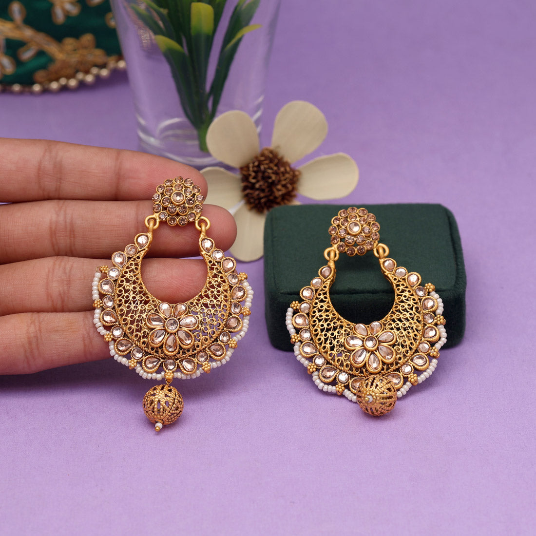 Gold Color Matte Gold Earrings (MGE224GLD) Earrings GetGlit   