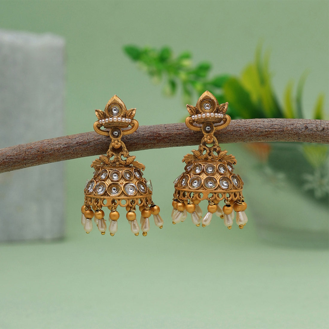 Gold Color Matte Gold Earrings (MGE234GLD) Earrings GetGlit   