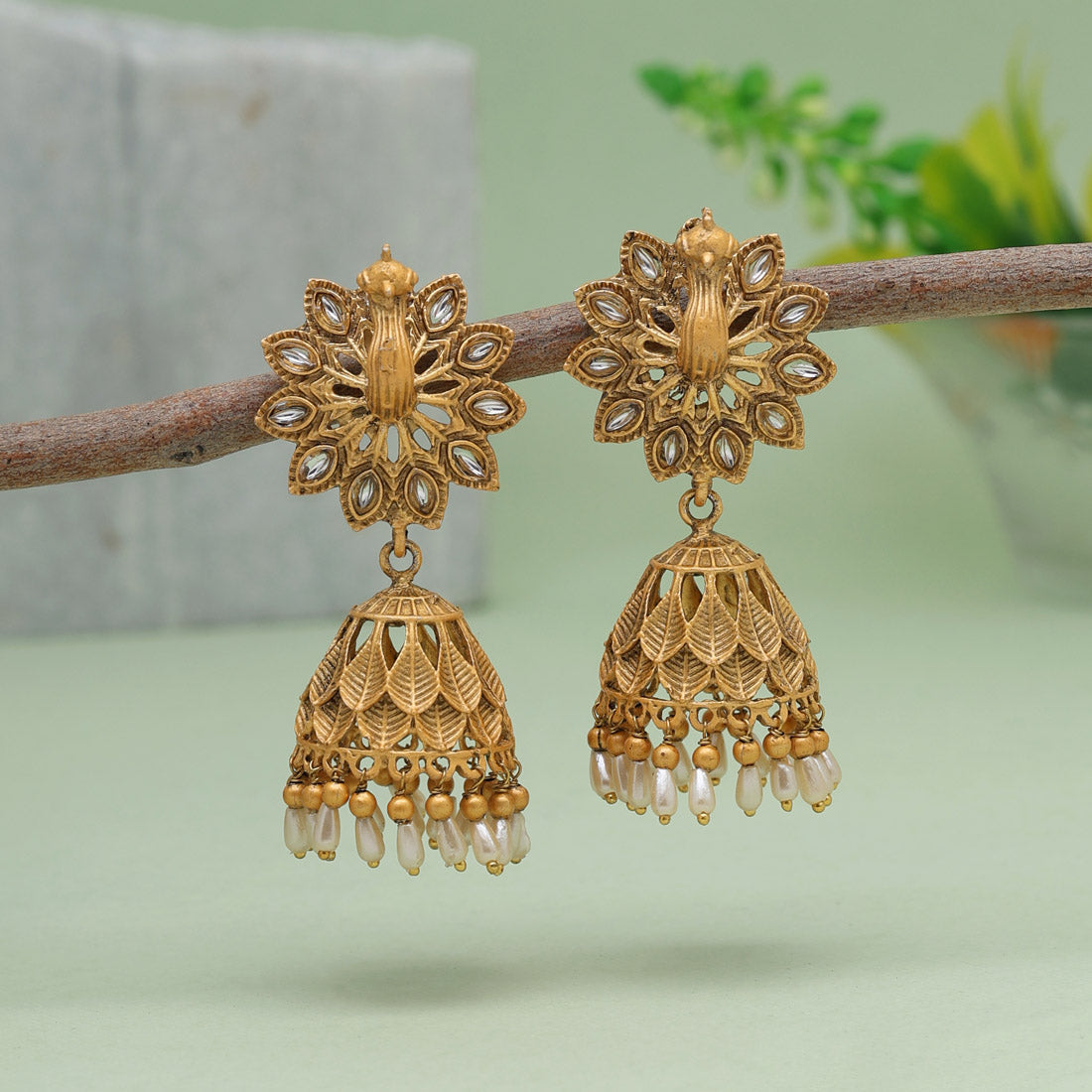 Gold Color Matte Gold Earrings (MGE239GLD) Earrings GetGlit   