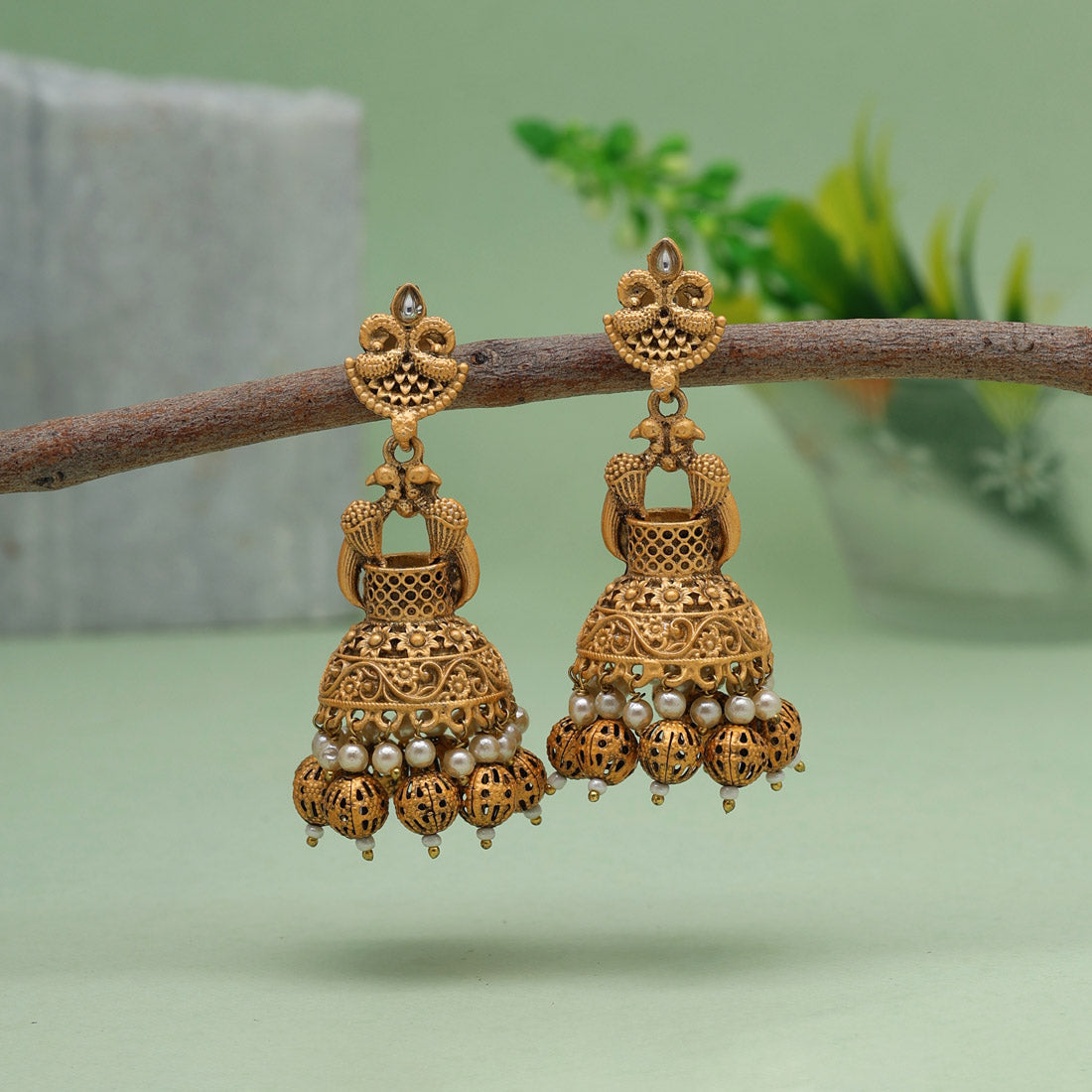 Gold Color Matte Gold Earrings (MGE246GLD) Earrings GetGlit   