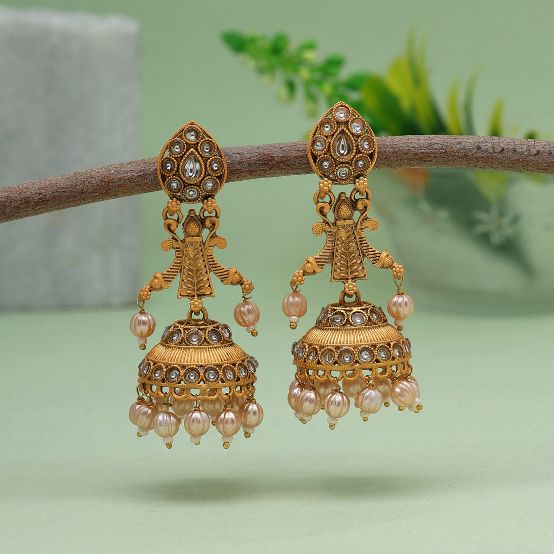 Gold Color Matte Gold Earrings (MGE253GLD) Earrings GetGlit   