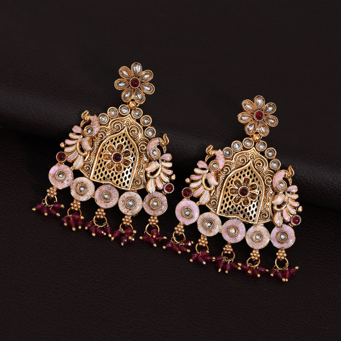 Rani Color Rajwadi Matte Gold Earrings (MGE316RNI)