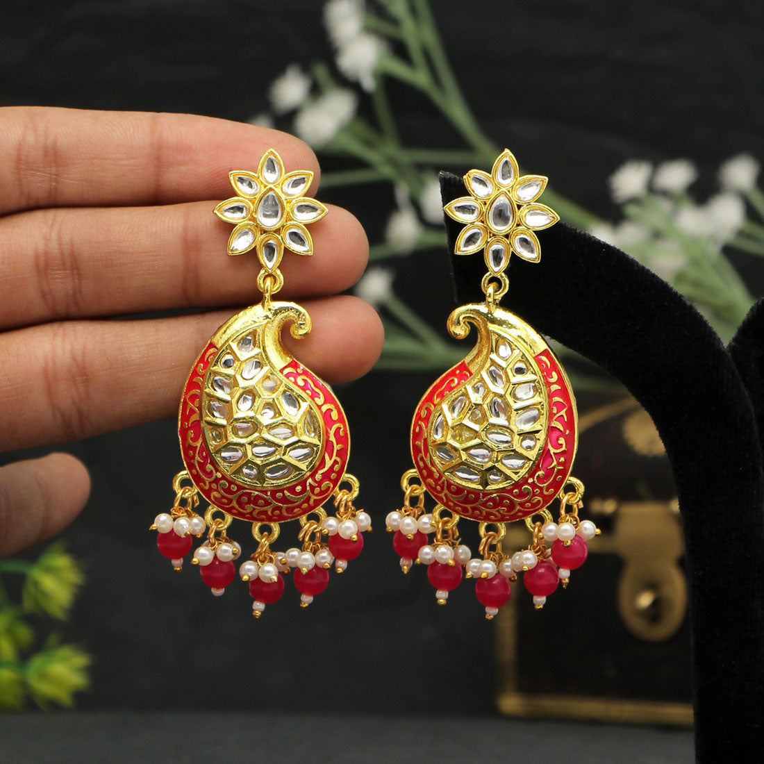 Rani Color Meenakari Earrings (MKE1760RNI)