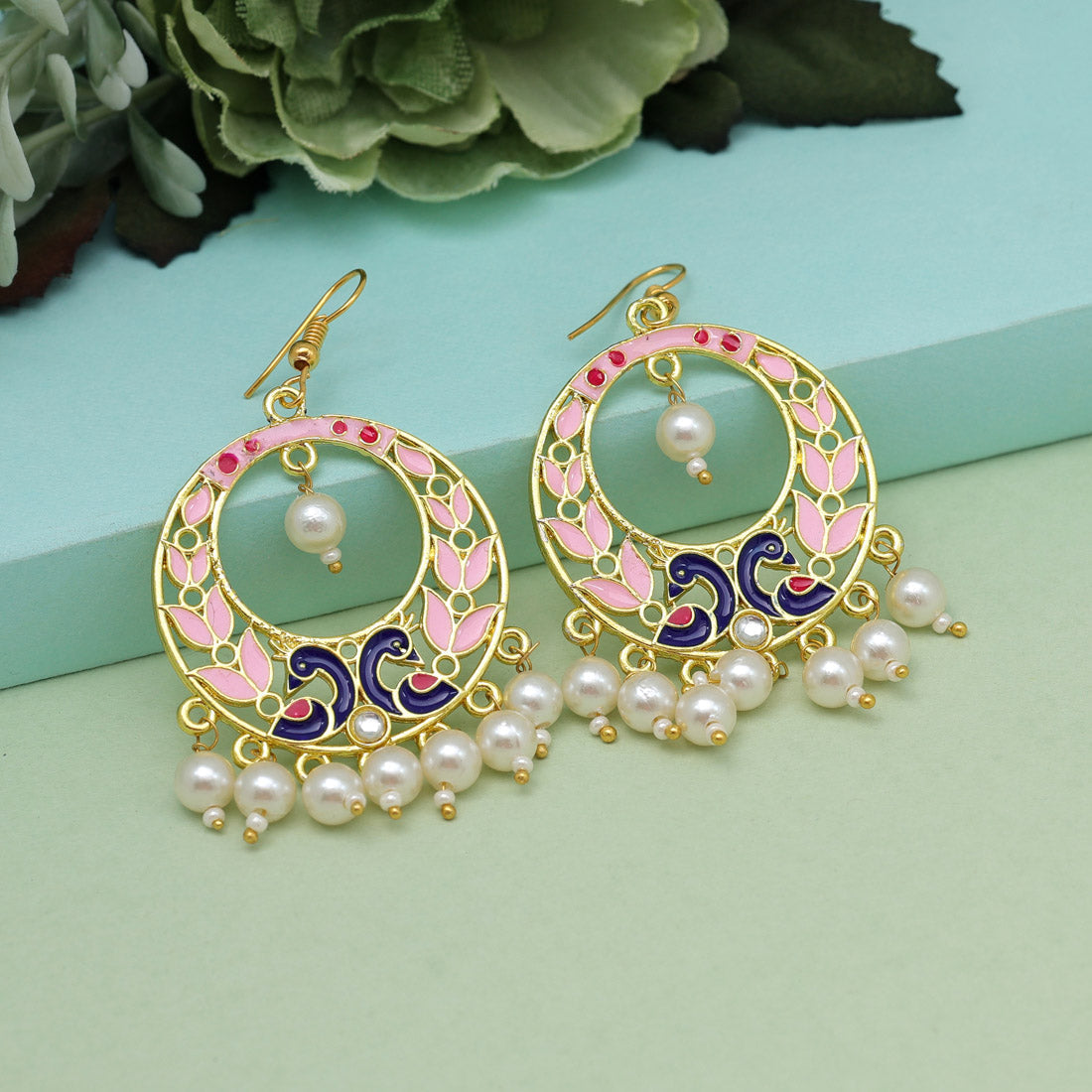 Pink Color Meenakari Earrings (MKE1974PNK) Earrings GetGlit   