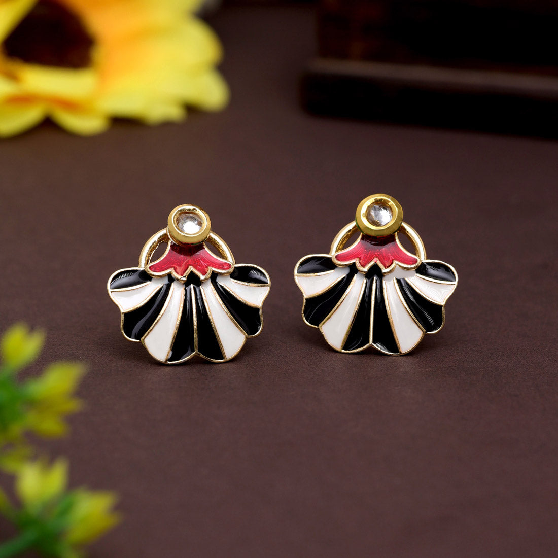 Black Color Meenakari Earrings (MKE1975BLK) Earrings GetGlit   