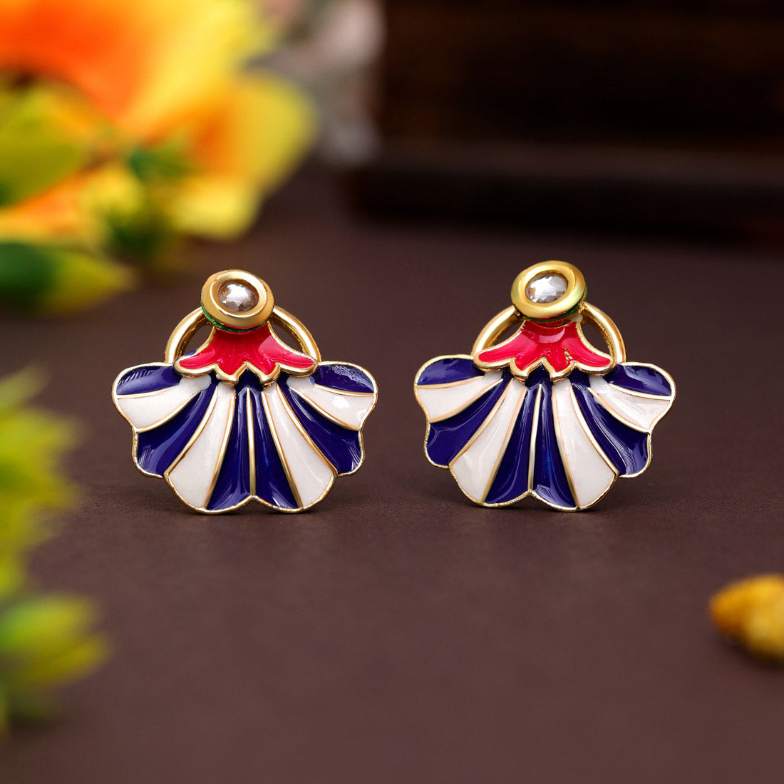 Blue Color Meenakari Earrings (MKE1975BLU) Jewellery GetGlit   