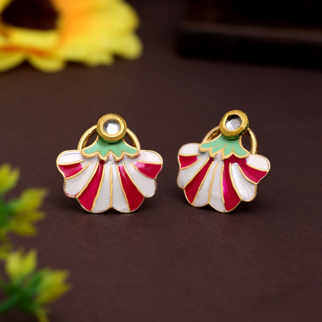 Rani Color Meenakari Earrings (MKE1975RNI) Jewellery GetGlit   