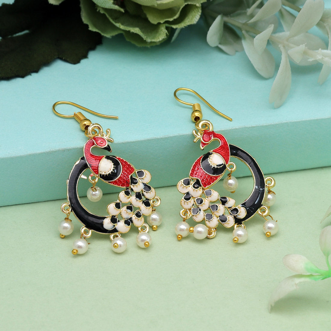 Black Color Meenakari Earrings (MKE1977BLK) Earrings GetGlit   