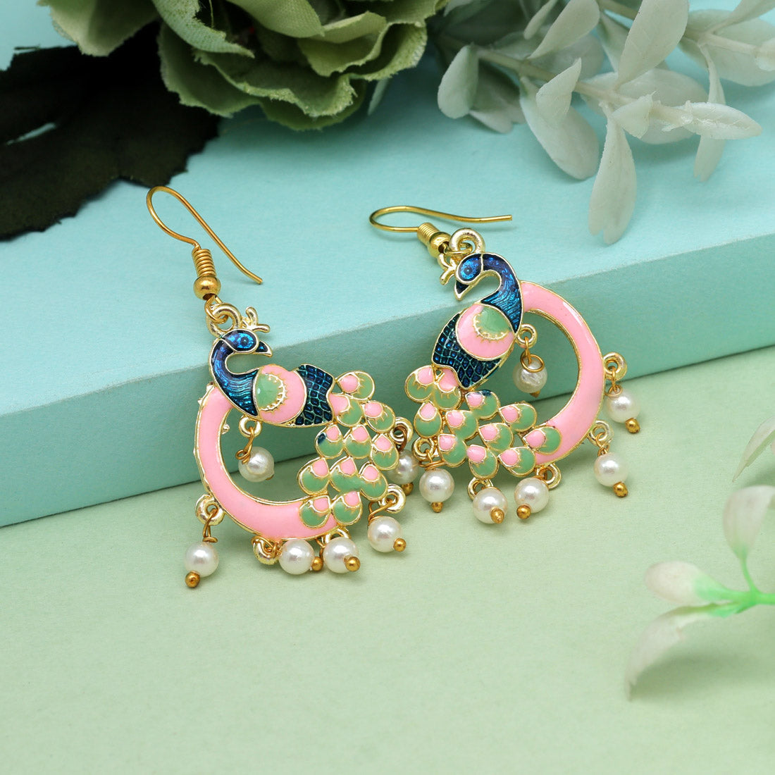 Pink Color Meenakari Earrings (MKE1977PNK) Earrings GetGlit   