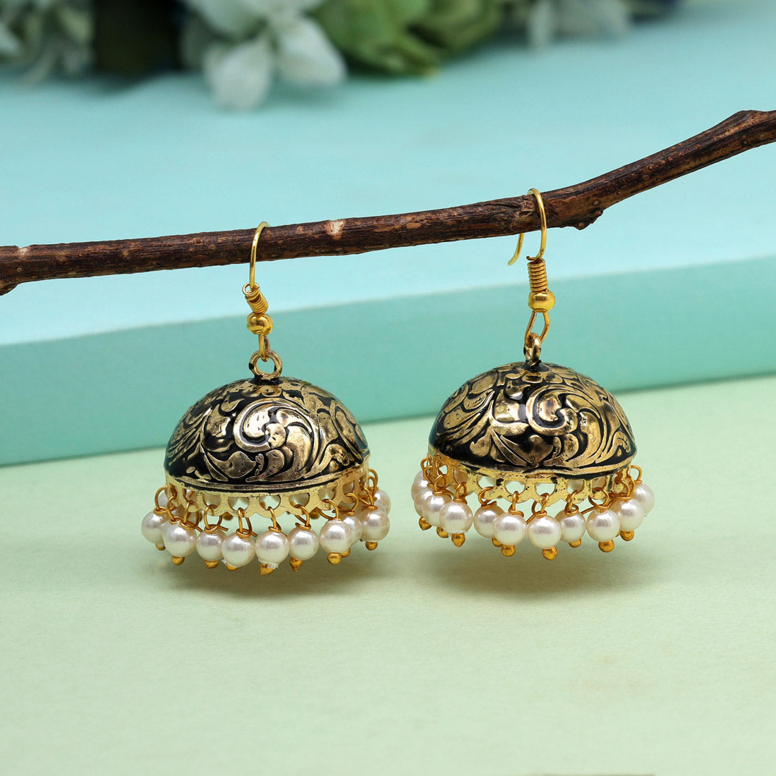 Black Color Meenakari Earrings (MKE1978BLK) Earrings GetGlit   