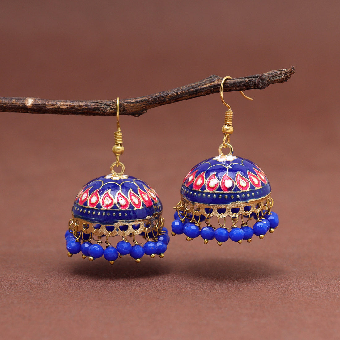 Blue Color Meenakari Earrings (MKE1983BLU) Earrings GetGlit   