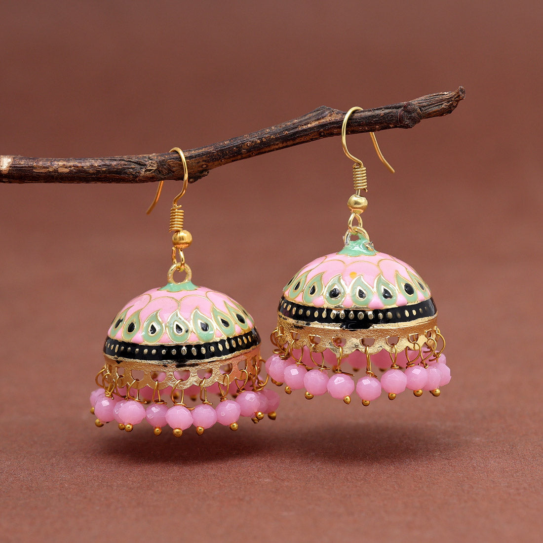 Pink Color Meenakari Earrings (MKE1983PNK) Earrings GetGlit   