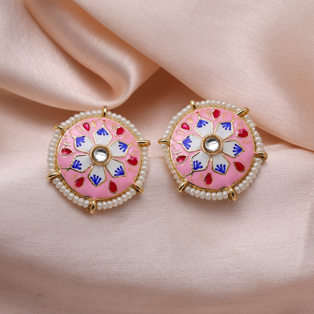 Pink Color Meenakari Earrings (MKE1984PNK) Jewellery GetGlit   