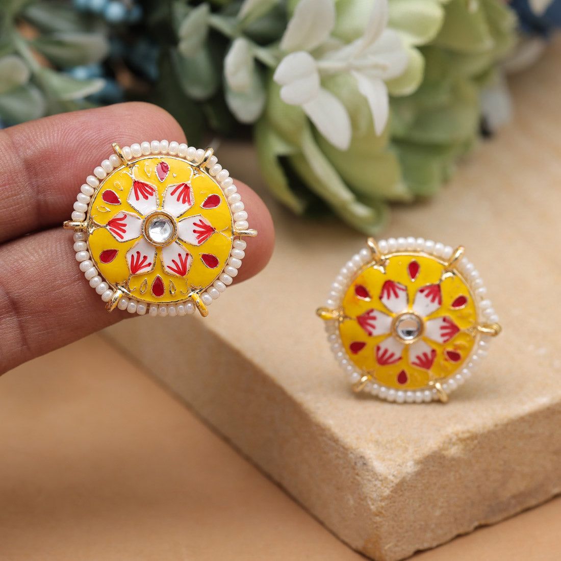 Yellow Color Meenakari Earrings (MKE1984YLW) Earrings GetGlit   