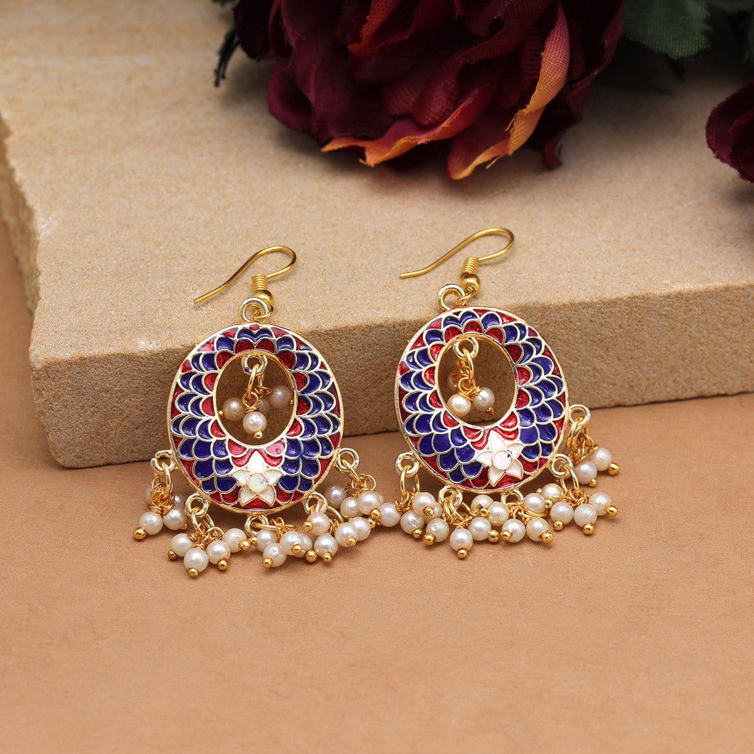 Blue Color Meenakari Earrings (MKE1986BLU) Earrings GetGlit   