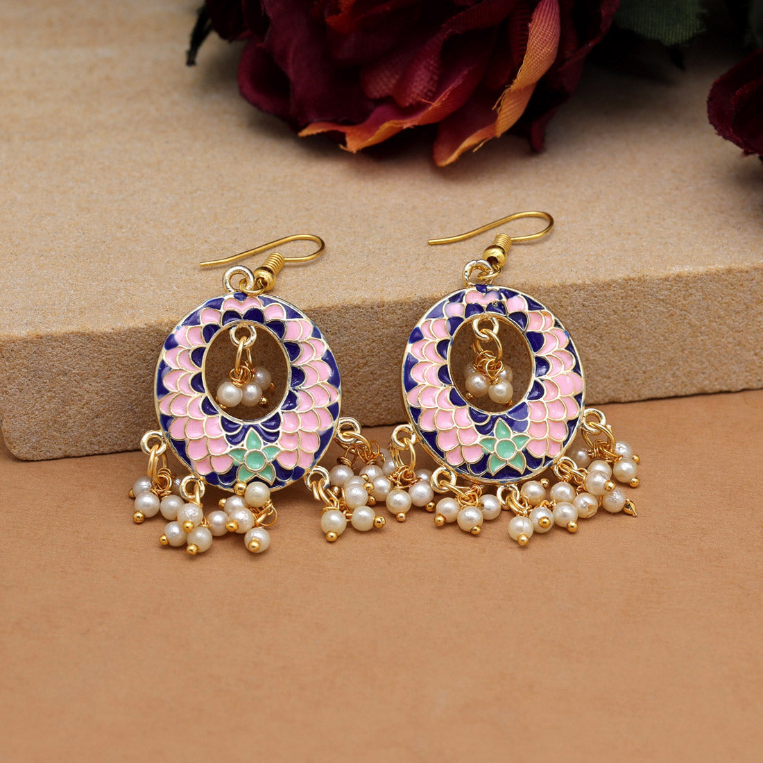 Pink Color Meenakari Earrings (MKE1986PNK) Jewellery GetGlit   