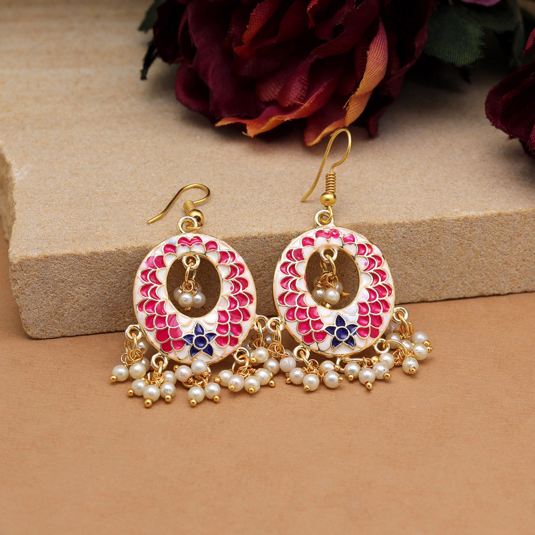 Rani Color Meenakari Earrings (MKE1986RNI) Earrings GetGlit   