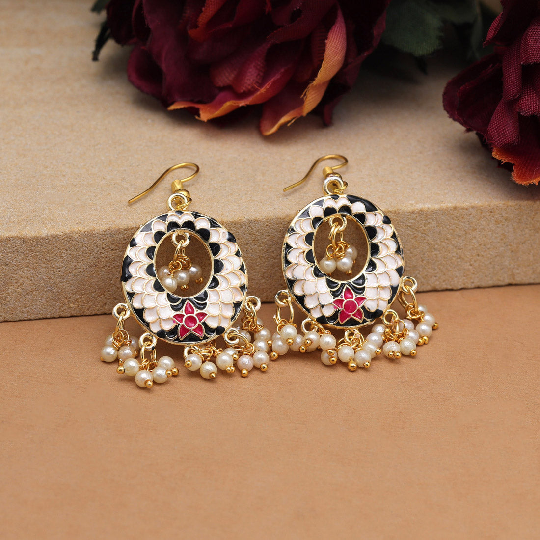 White Color Meenakari Earrings (MKE1986WHT) Earrings GetGlit   