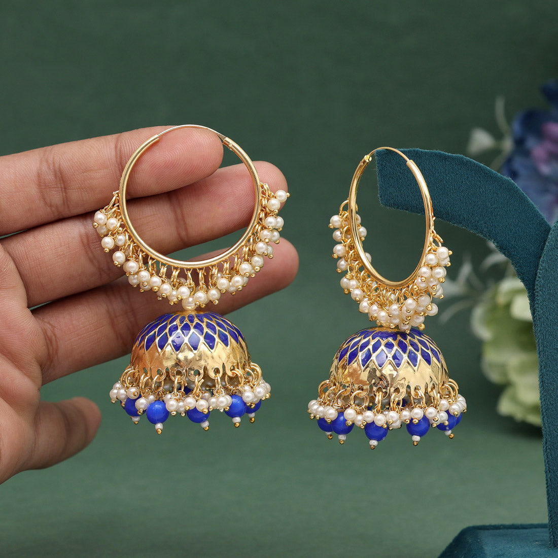 Blue Color Meenakari Earrings (MKE1987BLU) Jewellery GetGlit   