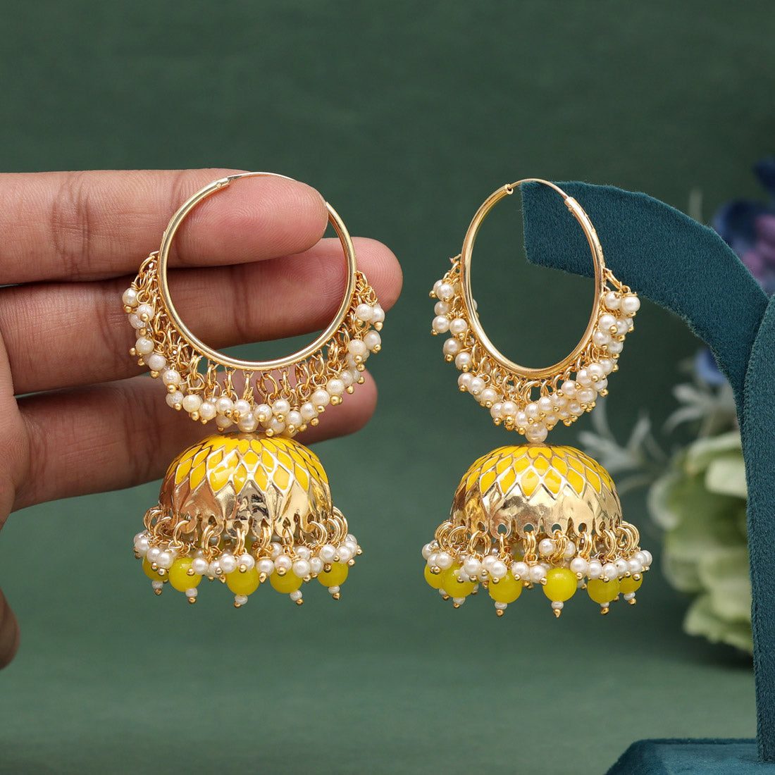 Yellow Color Meenakari Earrings (MKE1987YLW) Jewellery GetGlit   