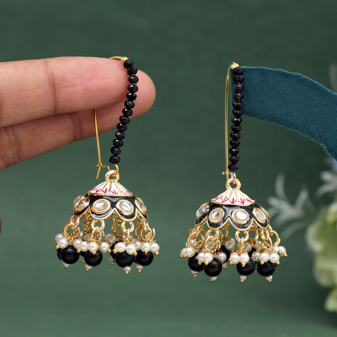 Black Color Meenakari Earrings (MKE1988BLK) Earrings GetGlit   