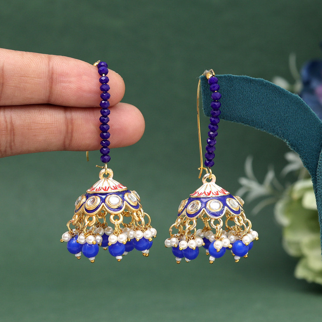 Blue Color Meenakari Earrings (MKE1988BLU) Jewellery GetGlit   