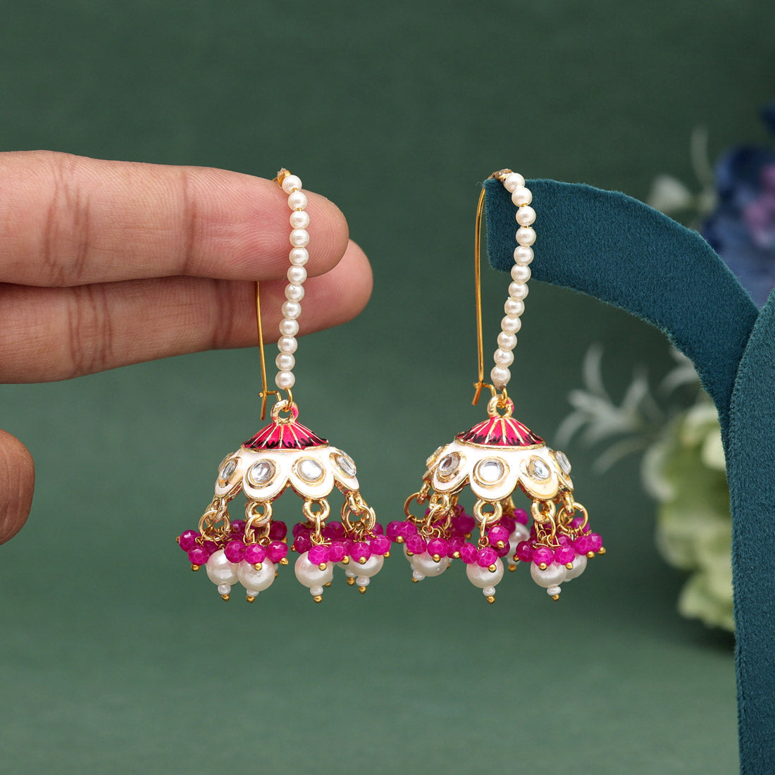 White Color Meenakari Earrings (MKE1988WHT) Earrings GetGlit   