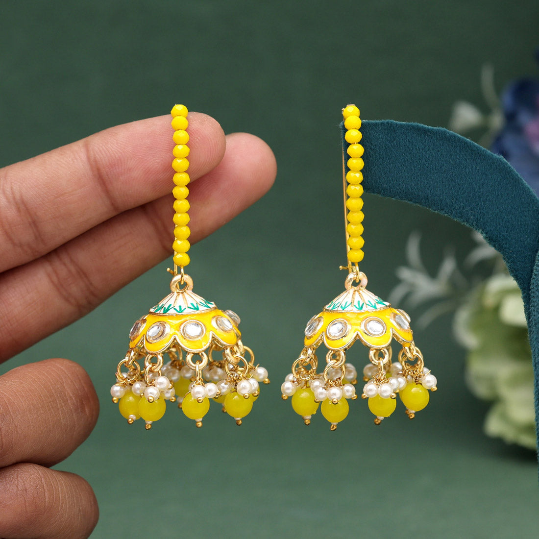 Yellow Color Meenakari Earrings (MKE1988YLW) Jewellery GetGlit   