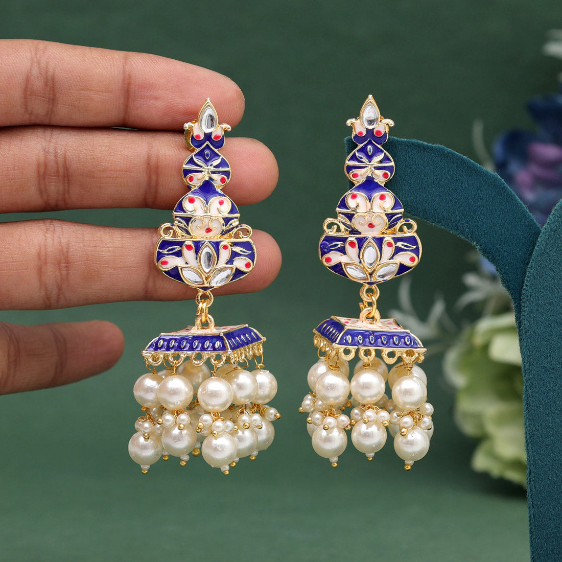 Blue Color Meenakari Earrings (MKE1989BLU) Jewellery GetGlit   