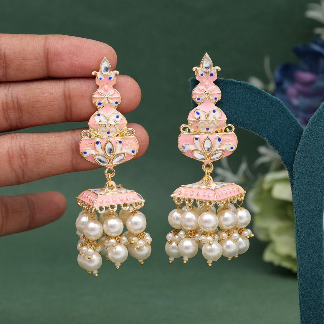 Pink Color Meenakari Earrings (MKE1989PNK) Jewellery GetGlit   