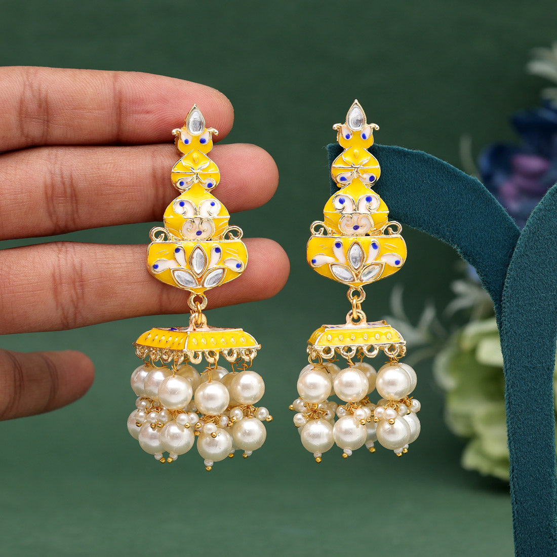 Yellow Color Meenakari Earrings (MKE1989YLW) Jewellery GetGlit   