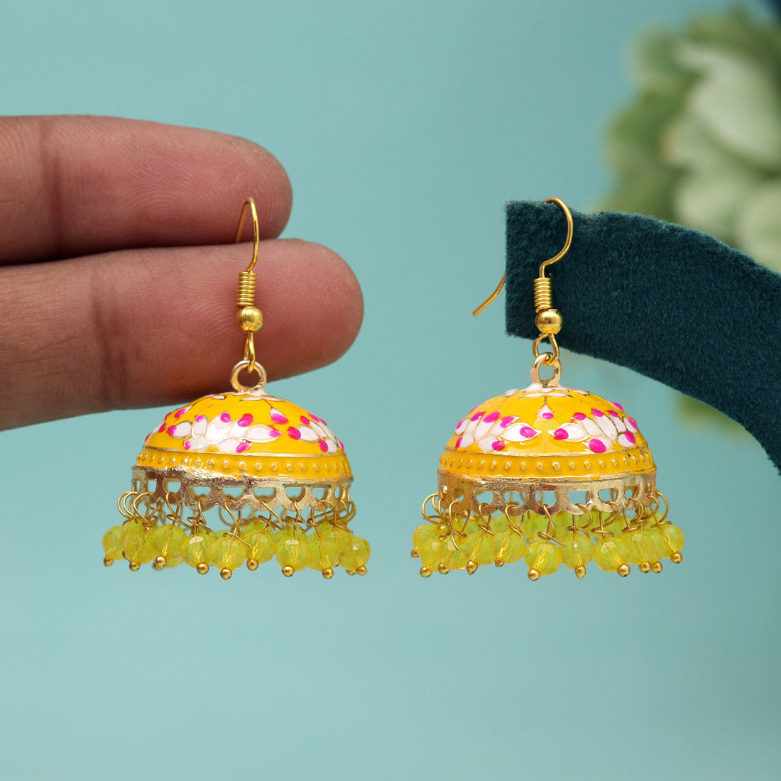 Yellow Color Meenakari Earrings (MKE1990YLW)