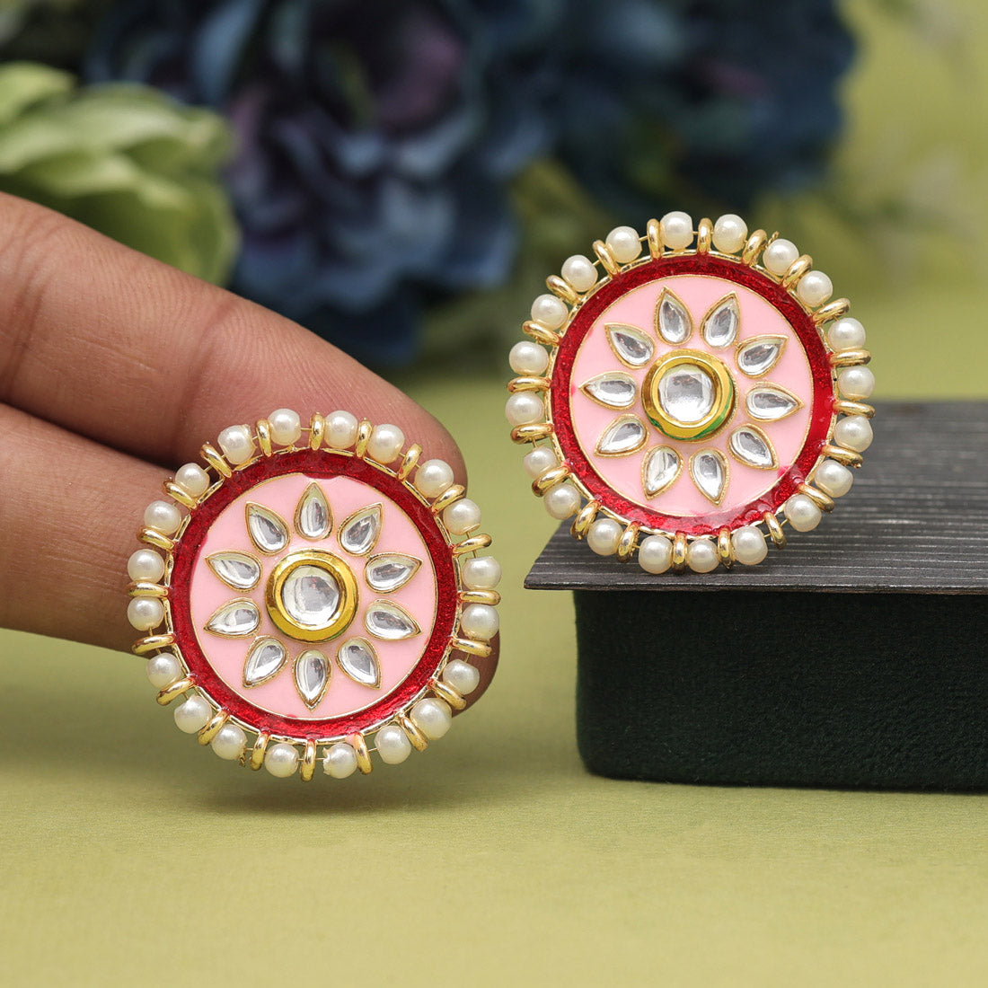 Pink Color Meenakari Earrings (MKE1991PNK) Jewellery GetGlit