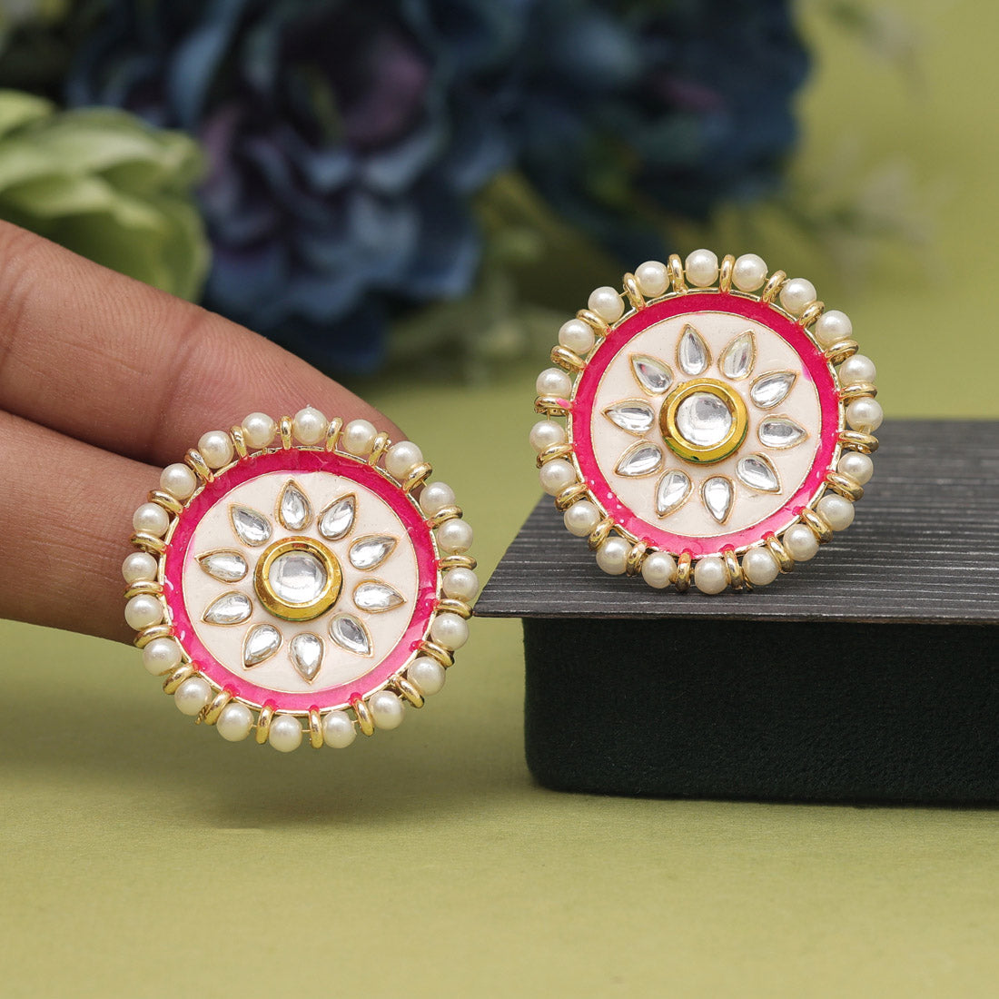 White Color Meenakari Earrings (MKE1991WHT)